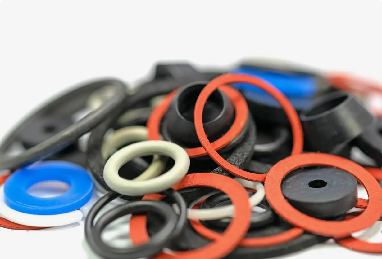 O-ring e rondelle in gomma e plastica